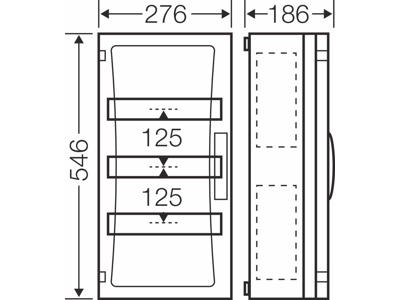 Hensel ENYSTAR kasse med DIN-skinne og sider - 36 moduler (3x12)