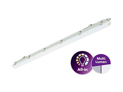 Ledinaire industriarmatur, All-in, L1507, 53/30W, 4100/6800lm, On/Off, 840 - IP65