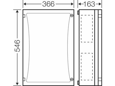 Hensel ENYSTAR tom kasse med sider - 546x366x163 mm - Transparent dør