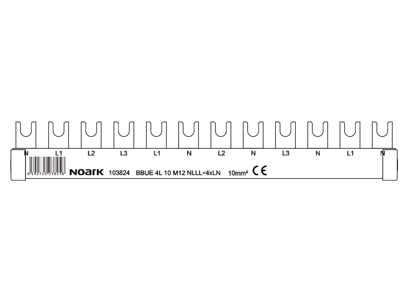Noark gaffelsløjfeskinne 4L (NLLL + 7xLN) 10mm², 63A (L: 320 mm)